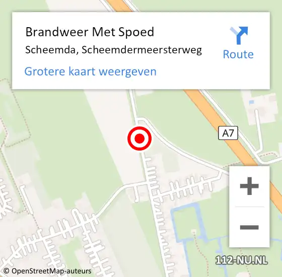 Locatie op kaart van de 112 melding: Brandweer Met Spoed Naar Scheemda, Scheemdermeersterweg op 23 augustus 2019 21:13