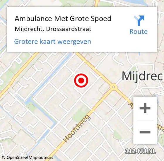 Locatie op kaart van de 112 melding: Ambulance Met Grote Spoed Naar Mijdrecht, Drossaardstraat op 23 augustus 2019 21:14