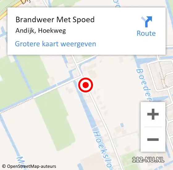 Locatie op kaart van de 112 melding: Brandweer Met Spoed Naar Andijk, Hoekweg op 23 augustus 2019 21:44