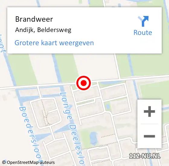 Locatie op kaart van de 112 melding: Brandweer Andijk, Beldersweg op 23 augustus 2019 21:49