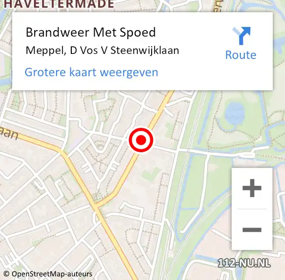 Locatie op kaart van de 112 melding: Brandweer Met Spoed Naar Meppel, D Vos V Steenwijklaan op 23 augustus 2019 21:54