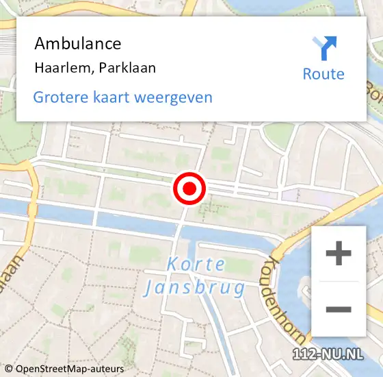 Locatie op kaart van de 112 melding: Ambulance Haarlem, Parklaan op 23 augustus 2019 22:31