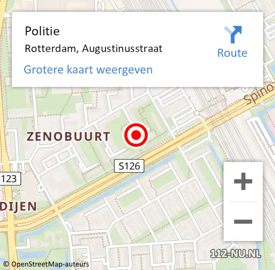 Locatie op kaart van de 112 melding: Politie Rotterdam, Augustinusstraat op 23 augustus 2019 23:11