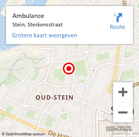 Locatie op kaart van de 112 melding: Ambulance Stein, Steskensstraat op 11 april 2014 13:59