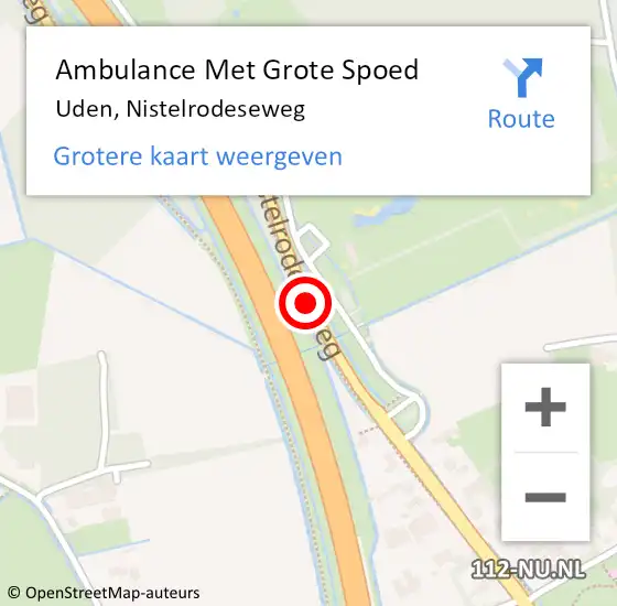 Locatie op kaart van de 112 melding: Ambulance Met Grote Spoed Naar Uden, Nistelrodeseweg op 24 augustus 2019 03:02