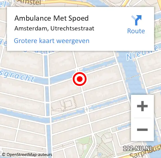 Locatie op kaart van de 112 melding: Ambulance Met Spoed Naar Amsterdam, Utrechtsestraat op 24 augustus 2019 03:46