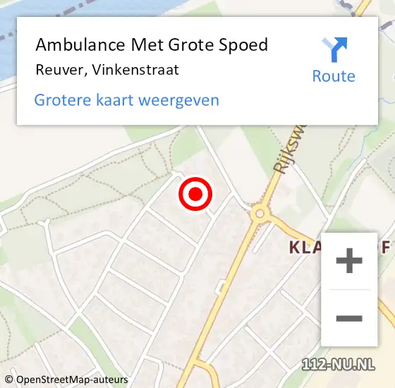 Locatie op kaart van de 112 melding: Ambulance Met Grote Spoed Naar Reuver, Vinkenstraat op 24 augustus 2019 04:31