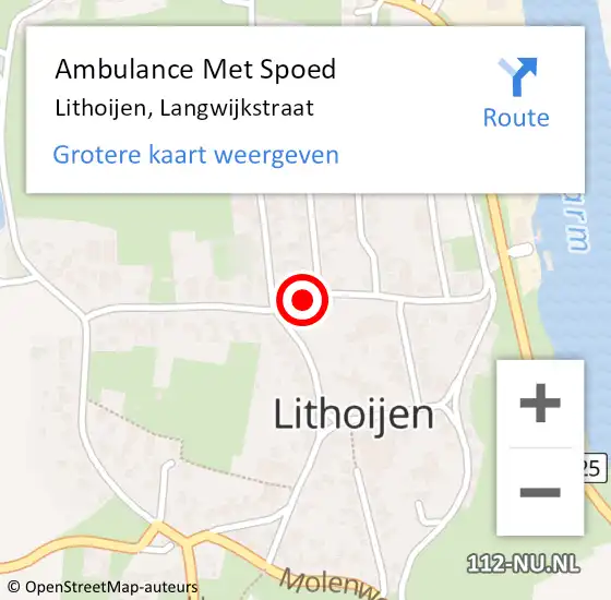Locatie op kaart van de 112 melding: Ambulance Met Spoed Naar Lithoijen, Langwijkstraat op 24 augustus 2019 06:59