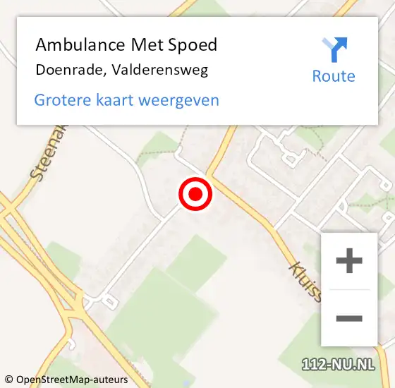 Locatie op kaart van de 112 melding: Ambulance Met Spoed Naar Doenrade, Valderensweg op 11 april 2014 14:18