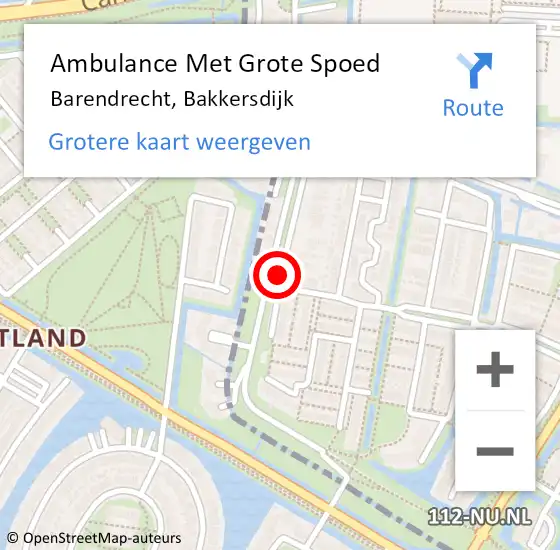 Locatie op kaart van de 112 melding: Ambulance Met Grote Spoed Naar Barendrecht, Bakkersdijk op 24 augustus 2019 09:27