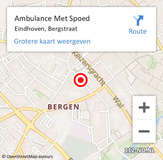 Locatie op kaart van de 112 melding: Ambulance Met Spoed Naar Eindhoven, Bergstraat op 24 augustus 2019 09:33