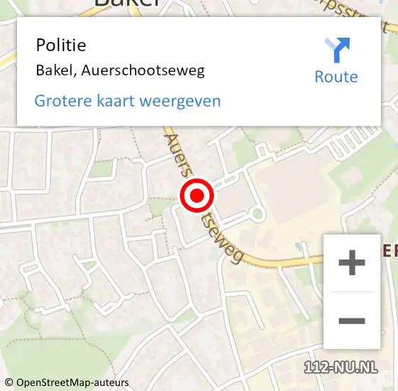Locatie op kaart van de 112 melding: Politie Bakel, Auerschootseweg op 24 augustus 2019 09:44