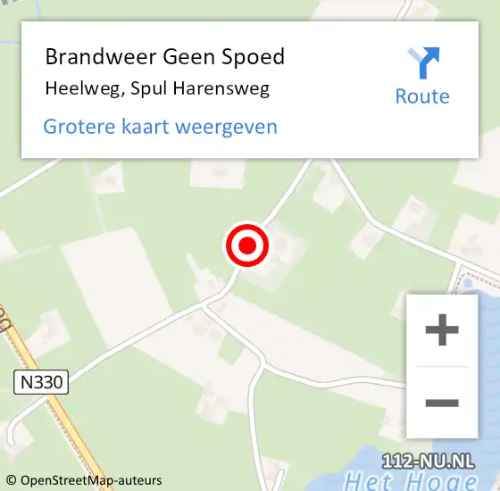 Locatie op kaart van de 112 melding: Brandweer Geen Spoed Naar Heelweg, Spul Harensweg op 24 augustus 2019 09:45