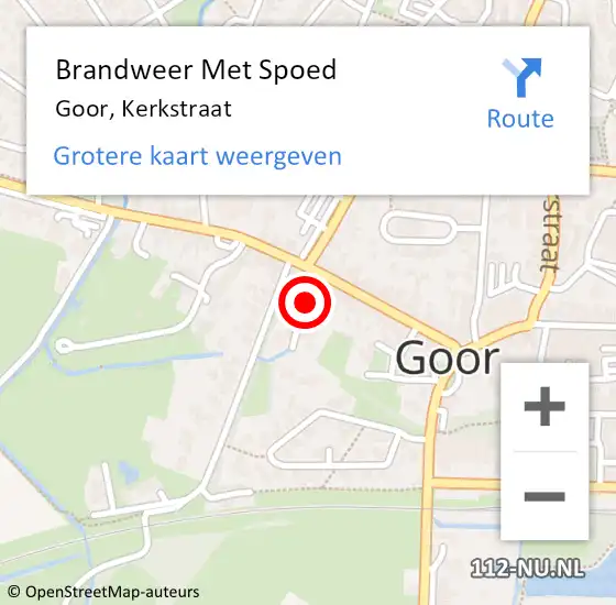 Locatie op kaart van de 112 melding: Brandweer Met Spoed Naar Goor, Kerkstraat op 24 augustus 2019 09:48