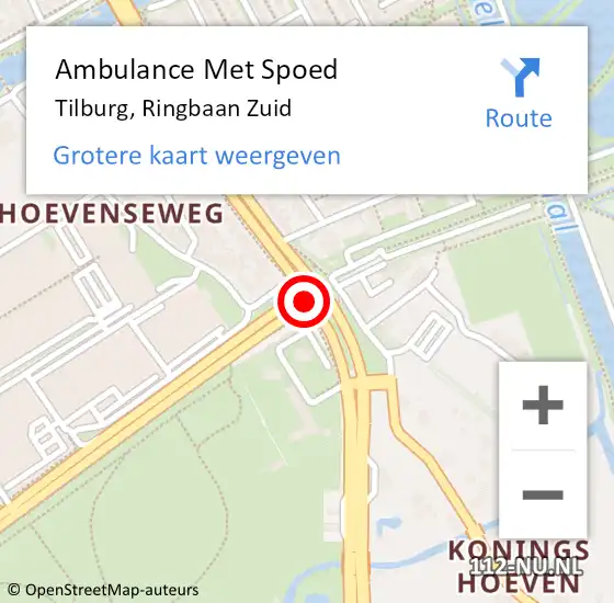 Locatie op kaart van de 112 melding: Ambulance Met Spoed Naar Tilburg, Ringbaan Zuid op 24 augustus 2019 10:07