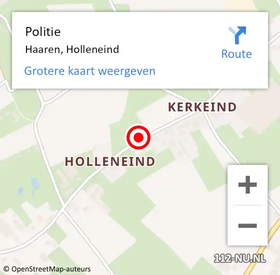 Locatie op kaart van de 112 melding: Politie Haaren, Holleneind op 24 augustus 2019 10:09