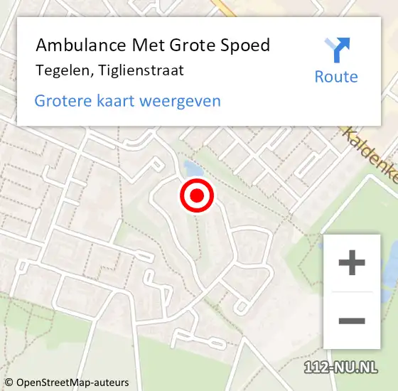 Locatie op kaart van de 112 melding: Ambulance Met Grote Spoed Naar Tegelen, Tiglienstraat op 24 augustus 2019 11:14