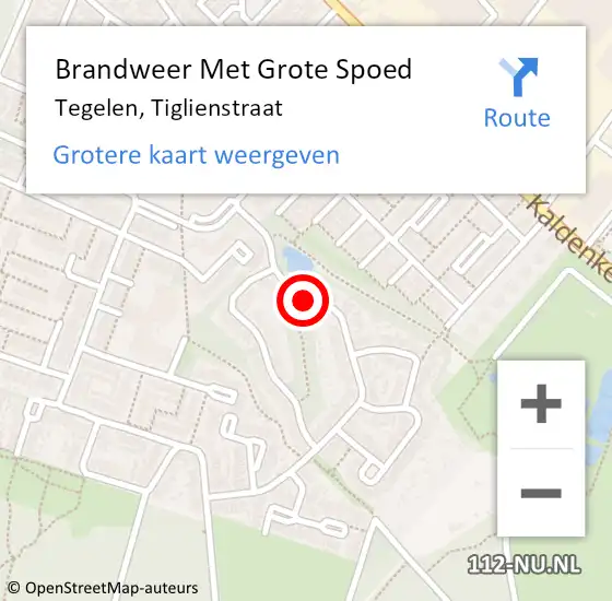 Locatie op kaart van de 112 melding: Brandweer Met Grote Spoed Naar Tegelen, Tiglienstraat op 24 augustus 2019 11:14