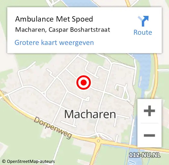 Locatie op kaart van de 112 melding: Ambulance Met Spoed Naar Macharen, Caspar Boshartstraat op 24 augustus 2019 12:02