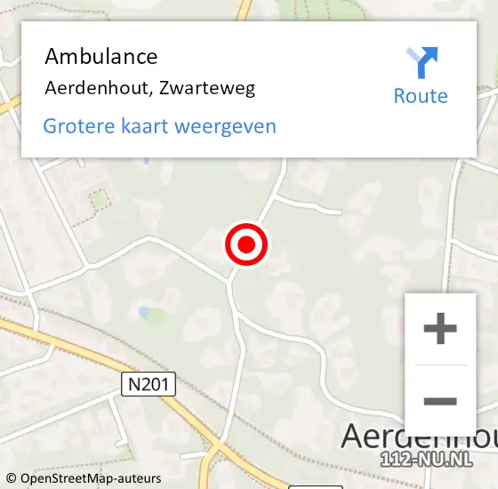 Locatie op kaart van de 112 melding: Ambulance Aerdenhout, Zwarteweg op 24 augustus 2019 12:18