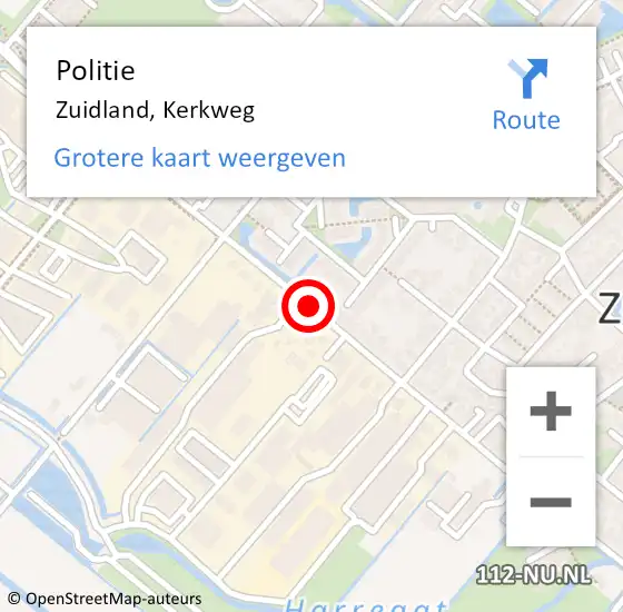 Locatie op kaart van de 112 melding: Politie Zuidland, Kerkweg op 24 augustus 2019 12:41