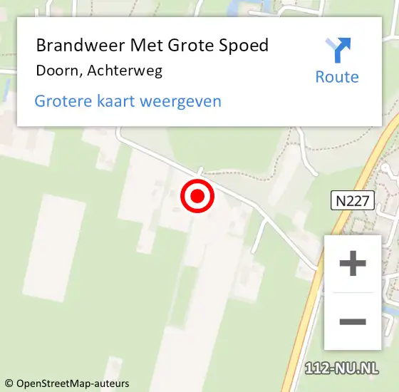 Locatie op kaart van de 112 melding: Brandweer Met Grote Spoed Naar Doorn, Achterweg op 11 april 2014 14:39