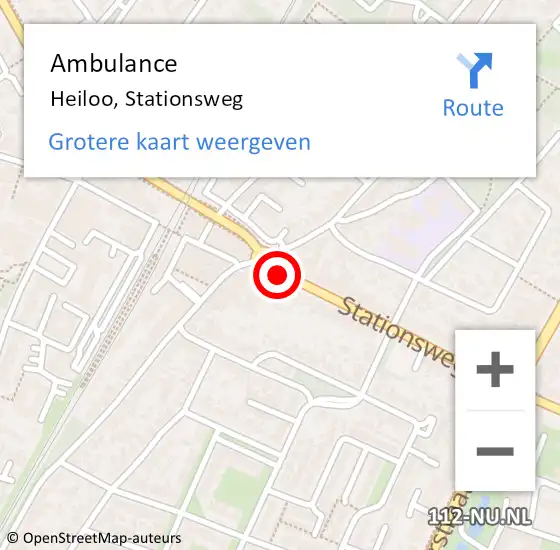 Locatie op kaart van de 112 melding: Ambulance Heiloo, Stationsweg op 24 augustus 2019 14:33