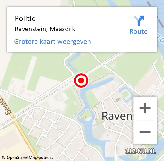 Locatie op kaart van de 112 melding: Politie Ravenstein, Maasdijk op 24 augustus 2019 14:43