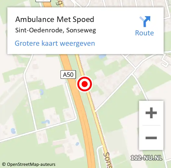 Locatie op kaart van de 112 melding: Ambulance Met Spoed Naar Sint-Oedenrode, Sonseweg op 24 augustus 2019 15:34