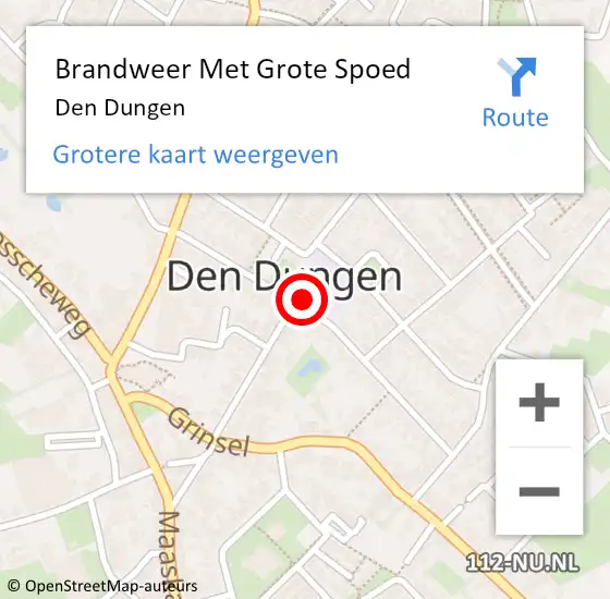 Locatie op kaart van de 112 melding: Brandweer Met Grote Spoed Naar Den Dungen op 24 augustus 2019 15:45