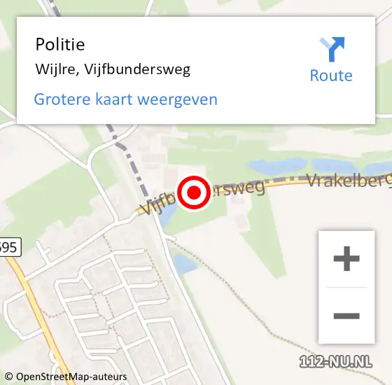 Locatie op kaart van de 112 melding: Politie Wijlre, Vijfbundersweg op 24 augustus 2019 16:20