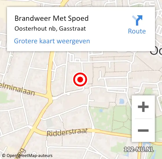 Locatie op kaart van de 112 melding: Brandweer Met Spoed Naar Oosterhout nb, Gasstraat op 24 augustus 2019 16:40