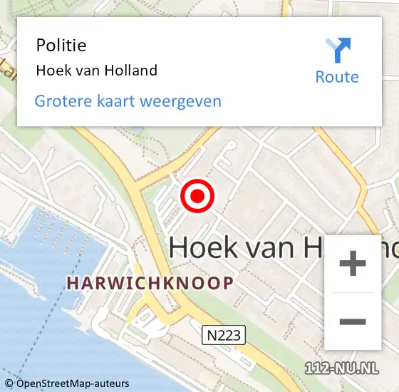 Locatie op kaart van de 112 melding: Politie Hoek van Holland op 24 augustus 2019 16:53