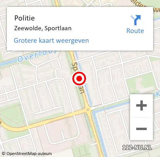 Locatie op kaart van de 112 melding: Politie Zeewolde, Sportlaan op 24 augustus 2019 17:17