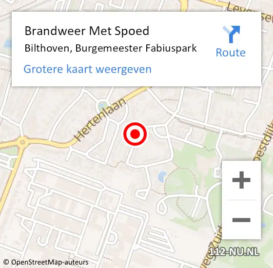 Locatie op kaart van de 112 melding: Brandweer Met Spoed Naar Bilthoven, Burgemeester Fabiuspark op 24 augustus 2019 17:56