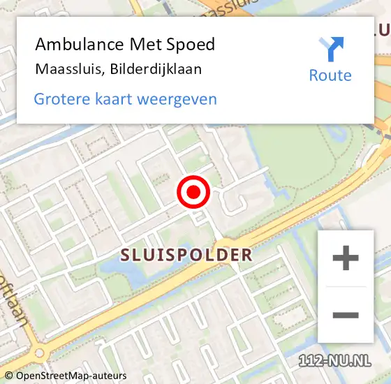 Locatie op kaart van de 112 melding: Ambulance Met Spoed Naar Maassluis, Bilderdijklaan op 24 augustus 2019 18:09