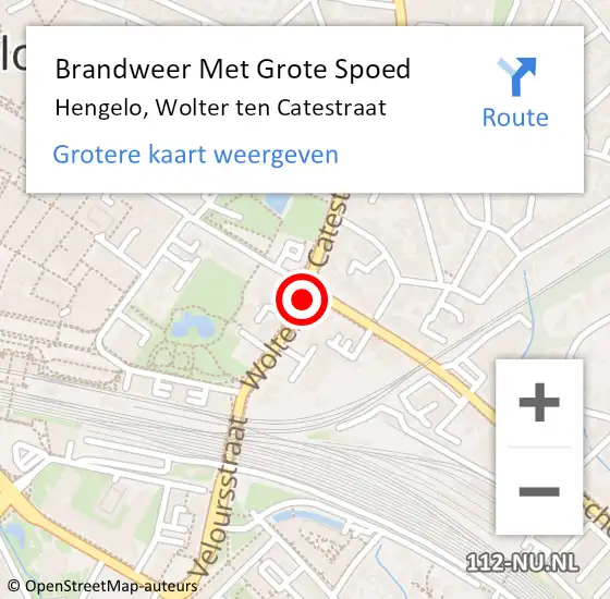 Locatie op kaart van de 112 melding: Brandweer Met Grote Spoed Naar Hengelo Ov, Wolter Ten Catestraat op 24 augustus 2019 18:13