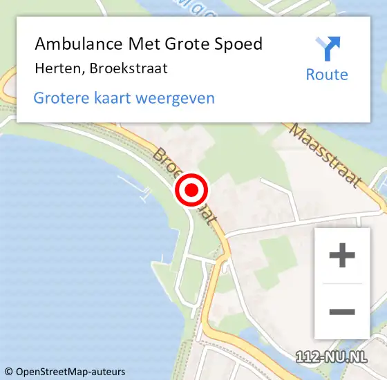 Locatie op kaart van de 112 melding: Ambulance Met Grote Spoed Naar Herten, Broekstraat op 24 augustus 2019 18:27