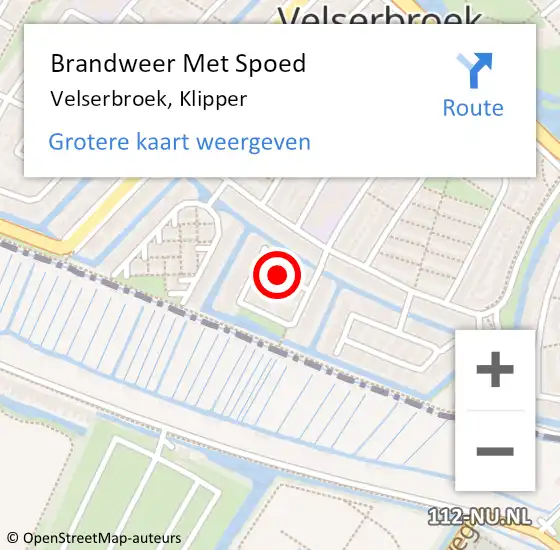 Locatie op kaart van de 112 melding: Brandweer Met Spoed Naar Velserbroek, Klipper op 24 augustus 2019 18:48