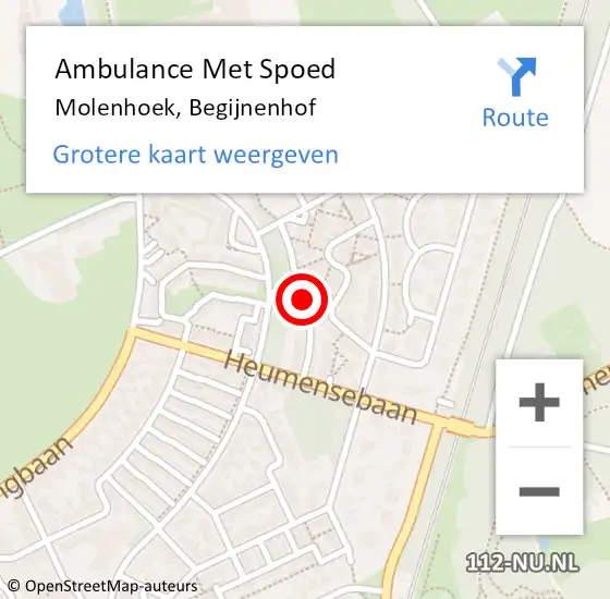 Locatie op kaart van de 112 melding: Ambulance Met Spoed Naar Molenhoek, Begijnenhof op 24 augustus 2019 19:12