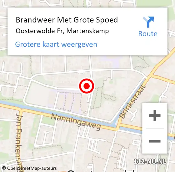 Locatie op kaart van de 112 melding: Brandweer Met Grote Spoed Naar Oosterwolde Fr, Martenskamp op 11 april 2014 15:15