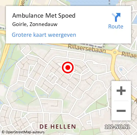 Locatie op kaart van de 112 melding: Ambulance Met Spoed Naar Goirle, Zonnedauw op 24 augustus 2019 21:58
