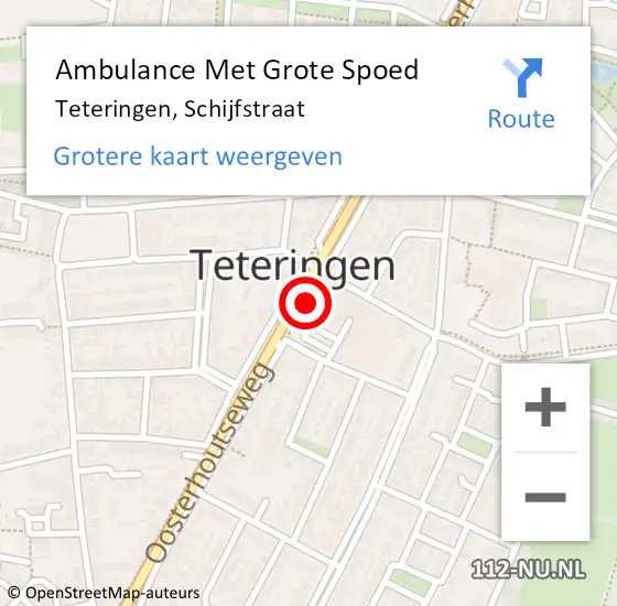 Locatie op kaart van de 112 melding: Ambulance Met Grote Spoed Naar Teteringen, Schijfstraat op 24 augustus 2019 22:09