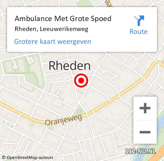 Locatie op kaart van de 112 melding: Ambulance Met Grote Spoed Naar Rheden, Leeuwerikenweg op 24 augustus 2019 22:17