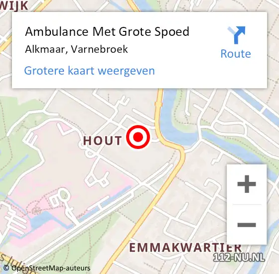 Locatie op kaart van de 112 melding: Ambulance Met Grote Spoed Naar Alkmaar, Varnebroek op 24 augustus 2019 23:08