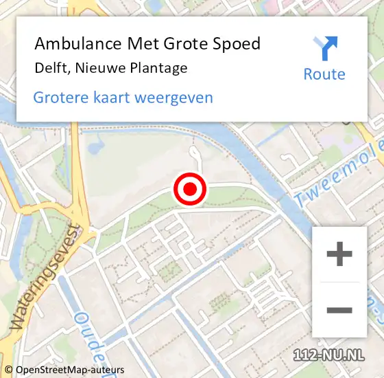 Locatie op kaart van de 112 melding: Ambulance Met Grote Spoed Naar Delft, Nieuwe Plantage op 24 augustus 2019 23:49