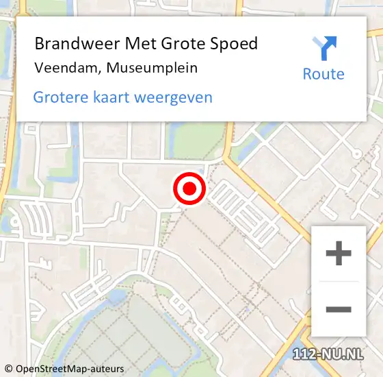 Locatie op kaart van de 112 melding: Brandweer Met Grote Spoed Naar Veendam, Museumplein op 24 augustus 2019 23:53