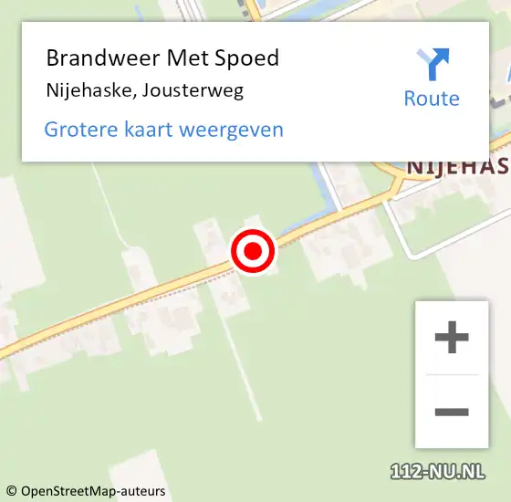 Locatie op kaart van de 112 melding: Brandweer Met Spoed Naar Nijehaske, Jousterweg op 24 augustus 2019 23:54