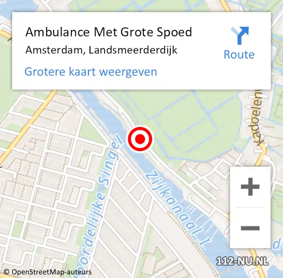 Locatie op kaart van de 112 melding: Ambulance Met Grote Spoed Naar Amsterdam, Landsmeerderdijk op 24 augustus 2019 23:59
