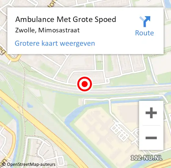 Locatie op kaart van de 112 melding: Ambulance Met Grote Spoed Naar Zwolle, Mimosastraat op 25 augustus 2019 00:47